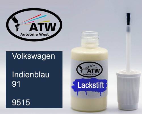 Volkswagen, Indienblau 91, 9515: 20ml Lackstift, von ATW Autoteile West.